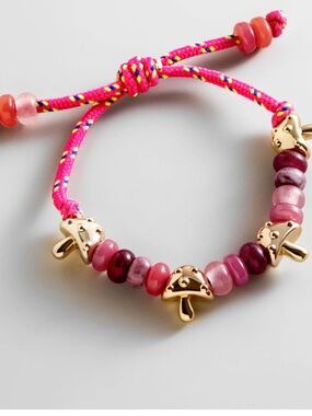 BaubleBar Happy Here Mushroom Beaded Cord Bracelet New